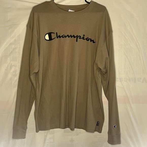 Champion Waffle Knit Shirt Mens Extra Large Thermal Long Sleeve Logo Adult - Picture 1 of 4